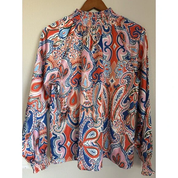 THML Printed Top Smock Neck Long Sleeves Size L - Picture 4 of 4